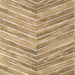 Thibaut Wood Herringbone Behang T14573 - Natural on Metallic Silver