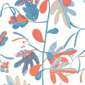 Thibaut Matisse Leaf Behang T16207 - French Blue and Coral