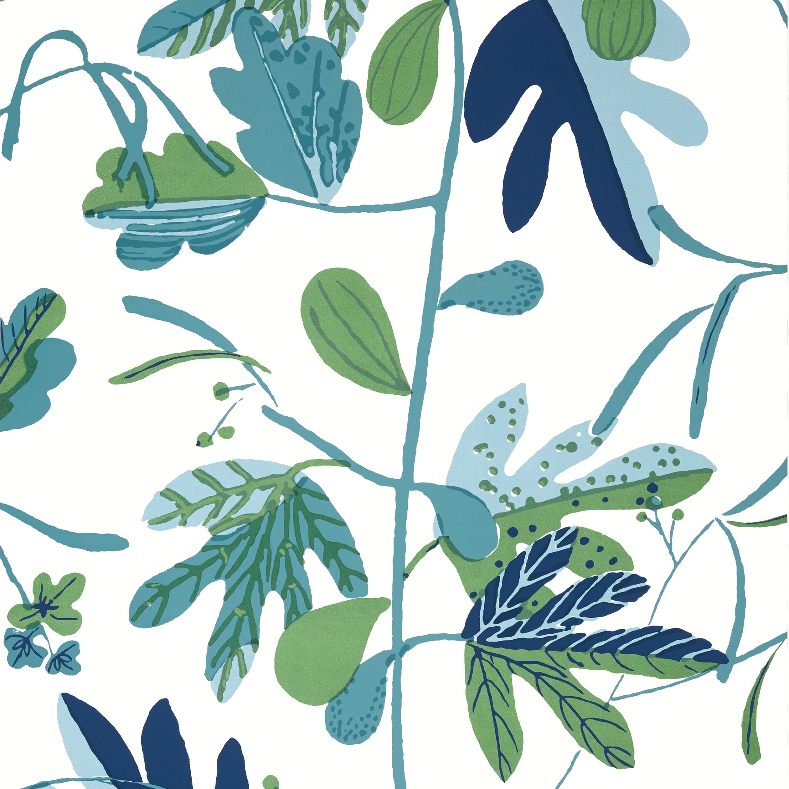 Thibaut Matisse Leaf Behang T16209 - Green and Blue