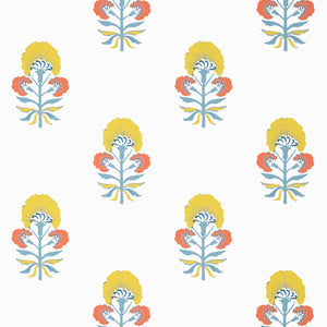 Thibaut Tybee Bud Behang T16212 - Coral and Yellow