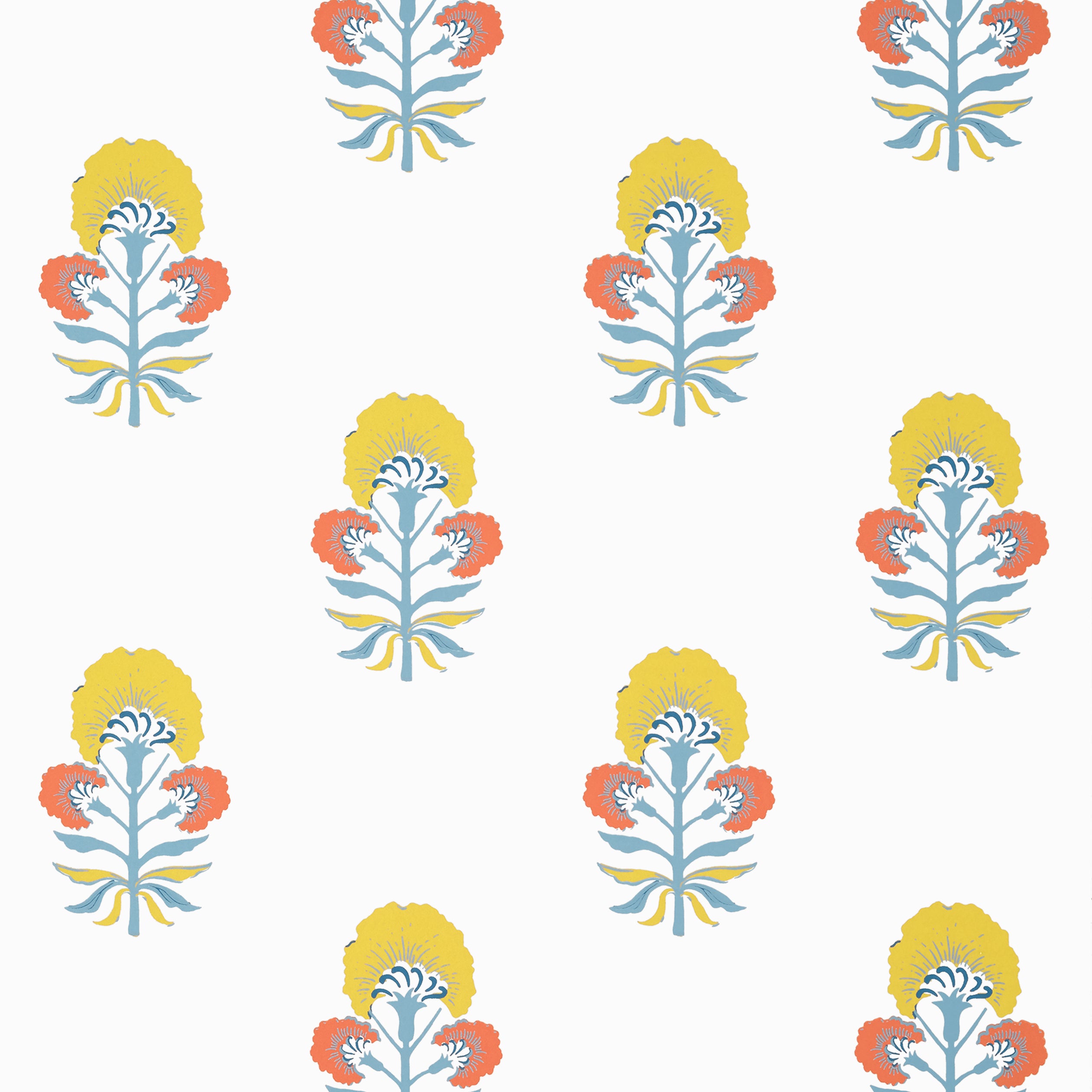 Thibaut Tybee Bud Behang T16212 - Coral and Yellow