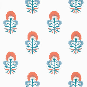 Thibaut Tybee Bud Behang T16213 - French Blue and Coral