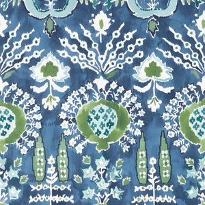Thibaut Mendoza Suzani Behang T16241 - Blue and Green on Navy