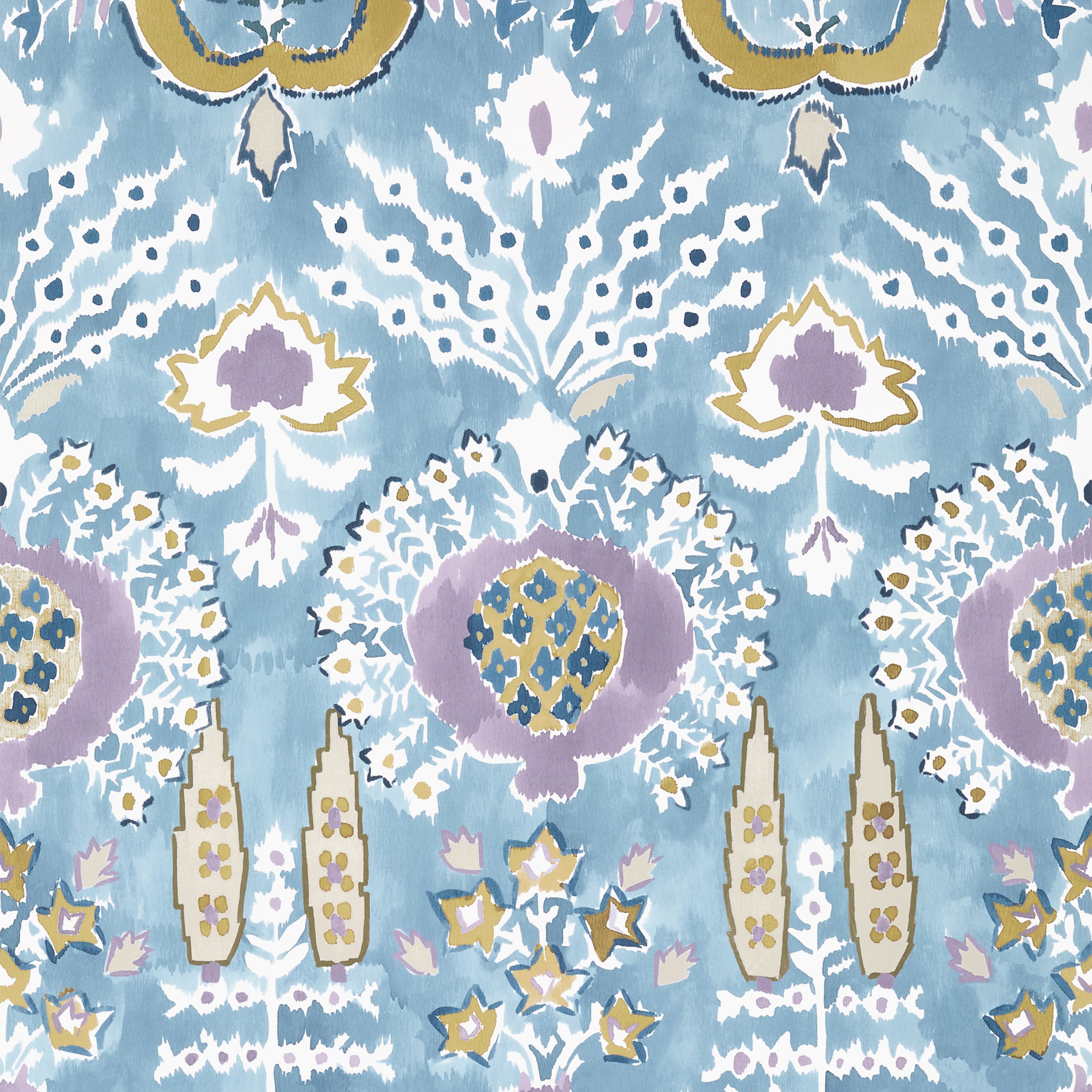 Thibaut Mendoza Suzani Behang T16244 - French Blue and Lavender