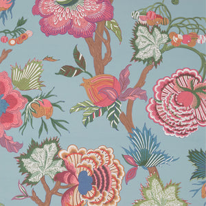 Thibaut Indienne Jacobean Behang T36415 - Raspberry and Teal
