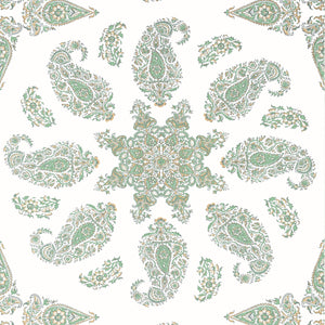Thibaut East India Behang T36442 - Green and White