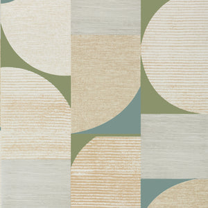 Thibaut Saturn Behang T41026 - Metallic Gold and Moss