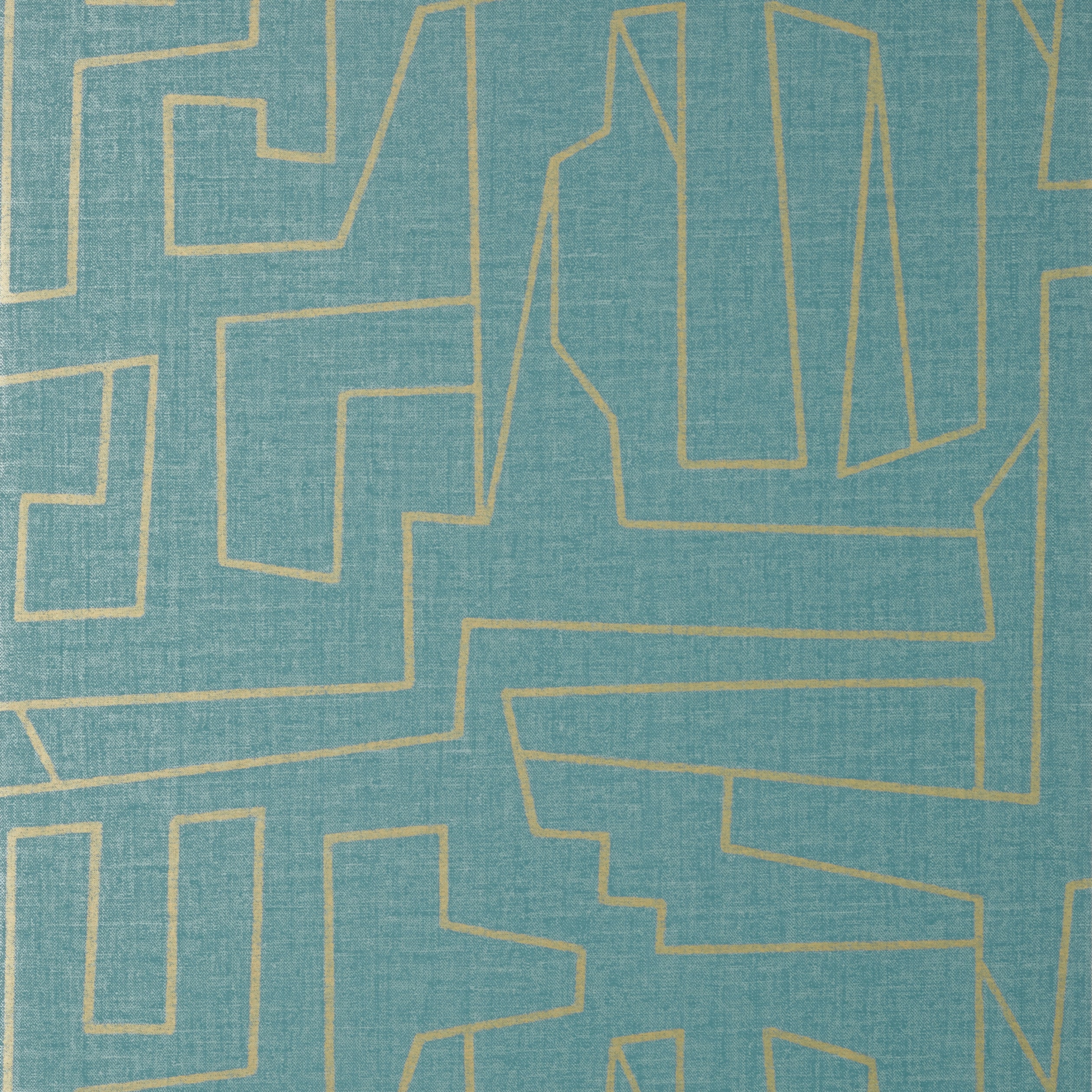 Thibaut Matrix Behang T41032 - Metallic Gold and Teal