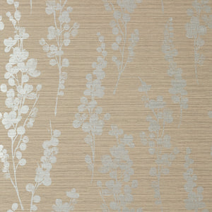 Thibaut Spring Blooms Behang T41053 - Metallic Silver on Taupe