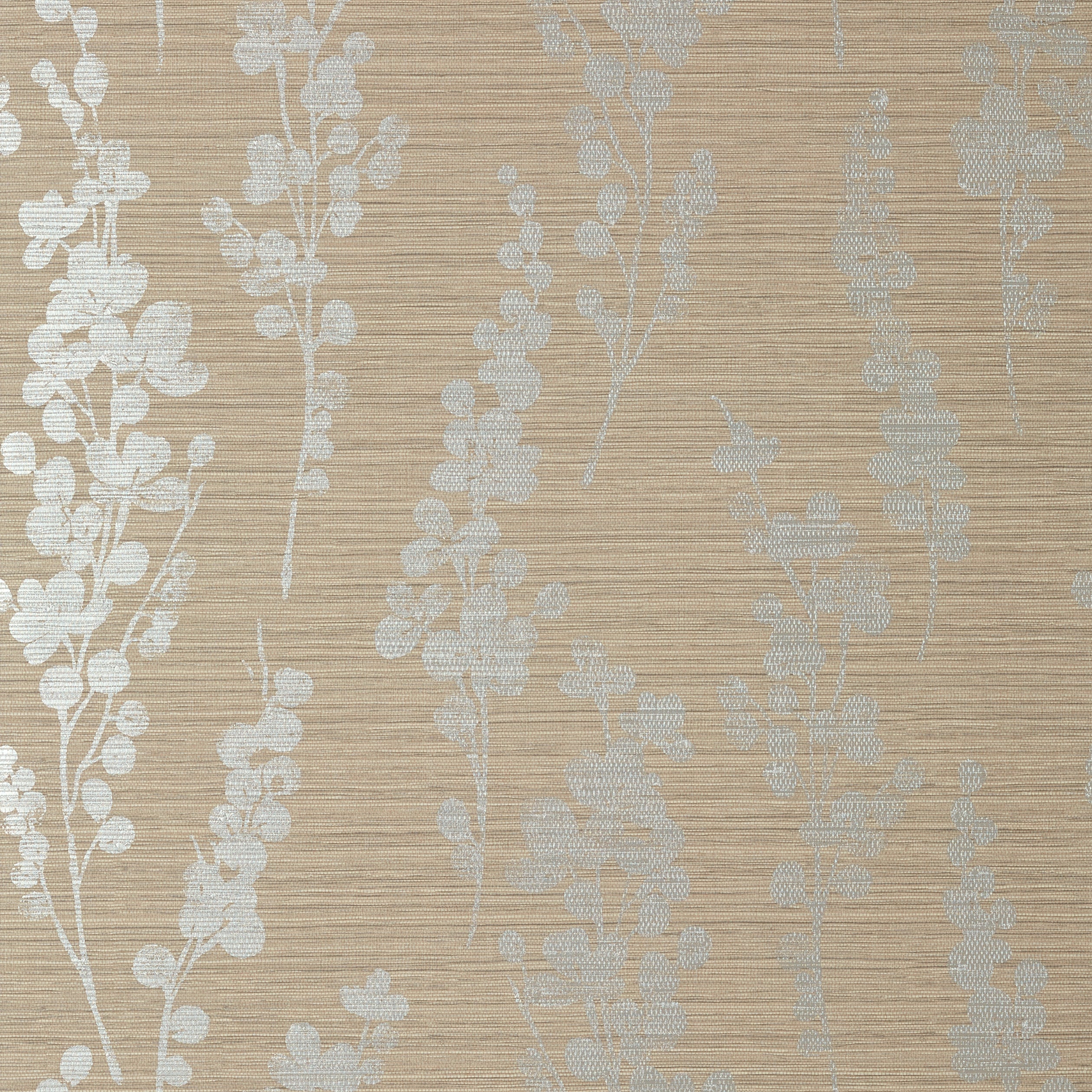 Thibaut Spring Blooms Behang T41053 - Metallic Silver on Taupe