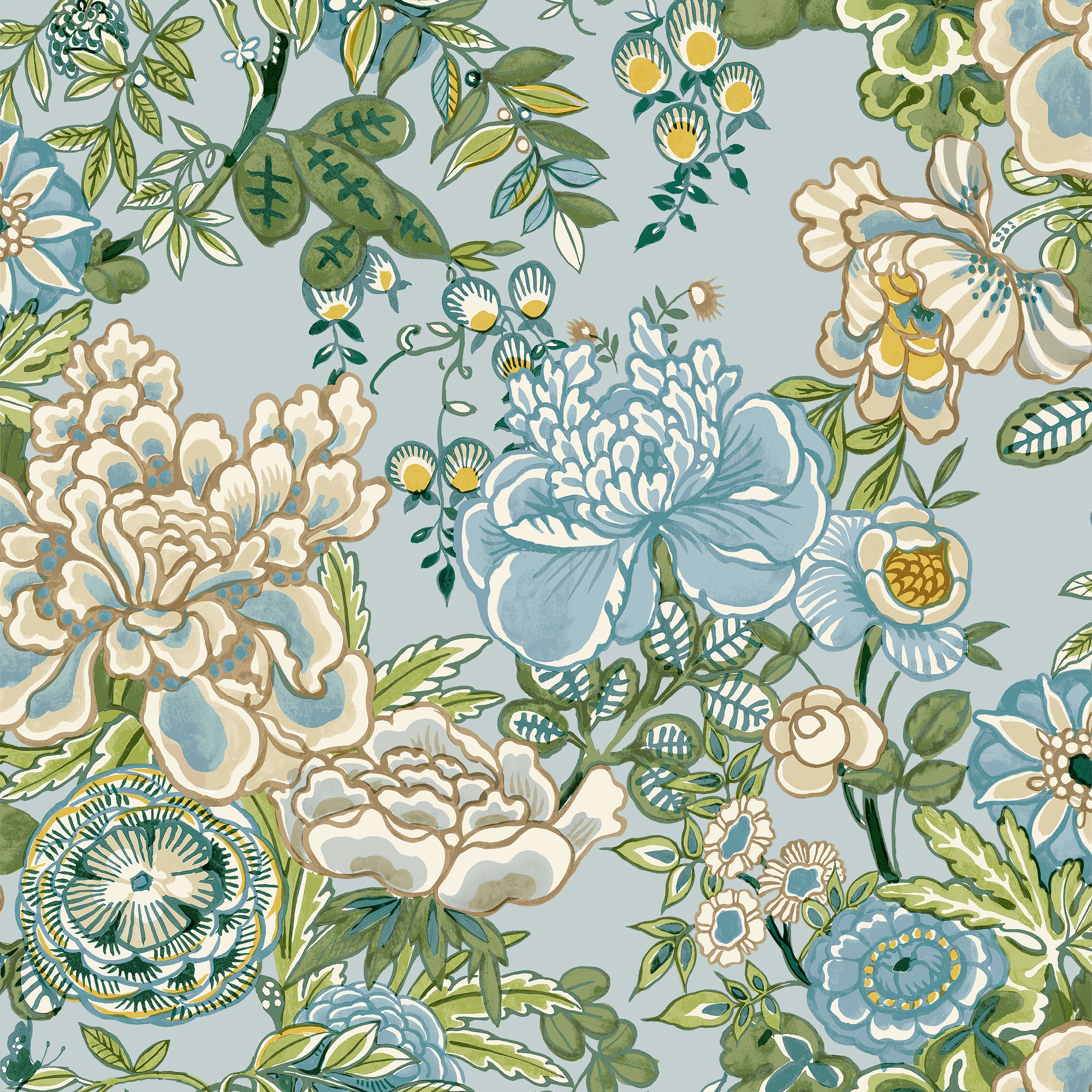 Thibaut Peony Garden Behang T42020 - Spa Blue