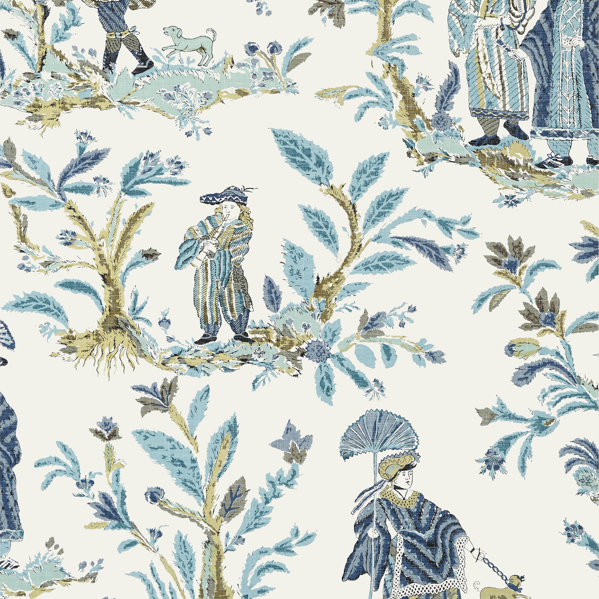 Thibaut Royale Toile Behang T72574 - Turquoise and Navy