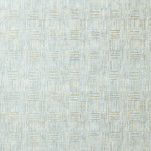 Thibaut Tunica Basket Behang T75082 - Aqua With Metallic Gold