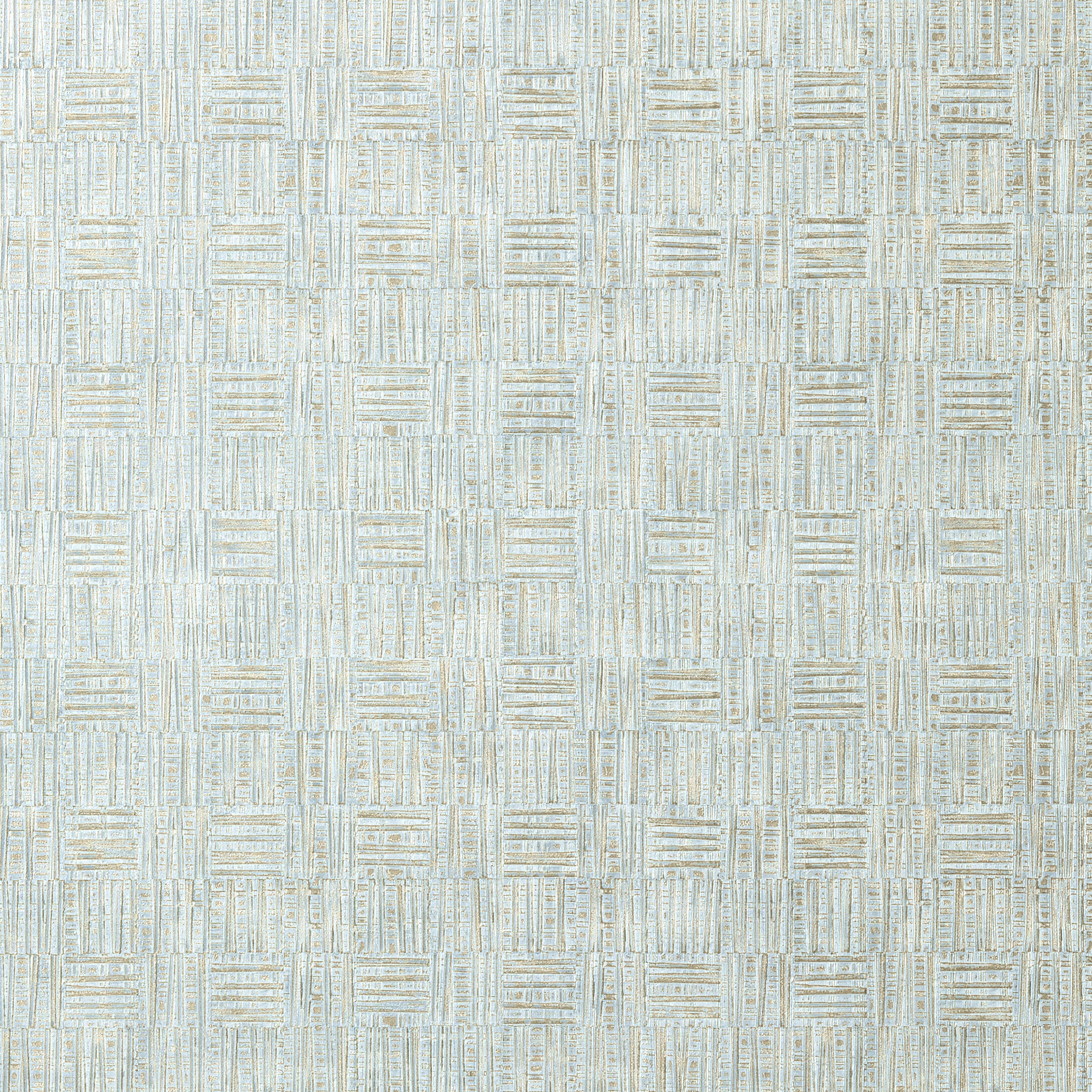 Thibaut Tunica Basket Behang T75082 - Aqua With Metallic Gold