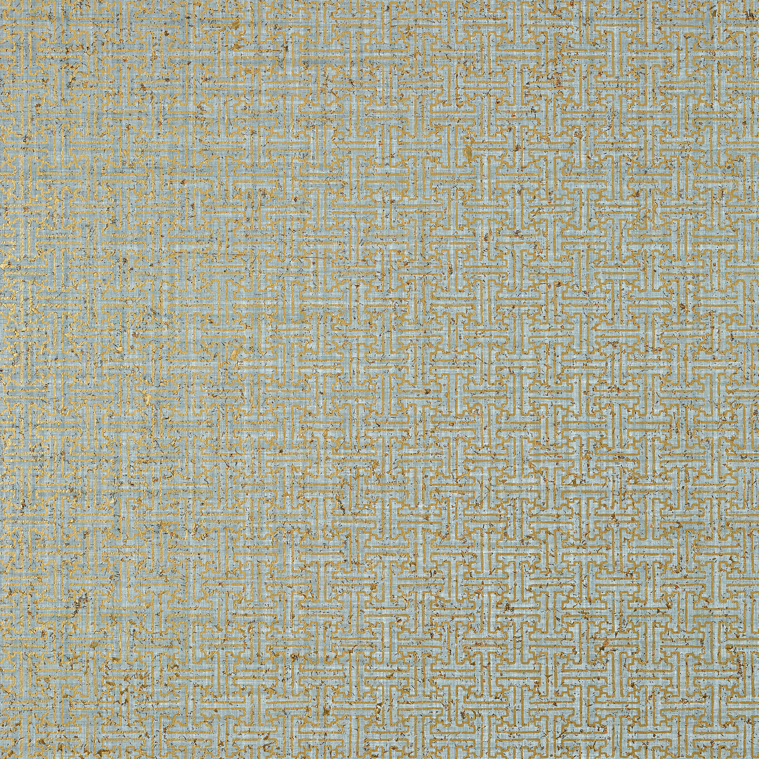 Thibaut Taza Cork Behang T83001 - Metallic Gold on Aqua