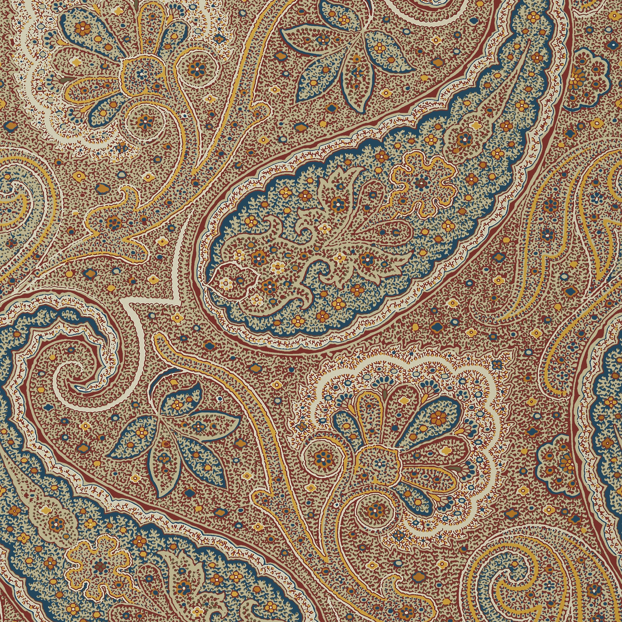 Thibaut Sherrill Paisley Behang T85076 - Teal and Beige