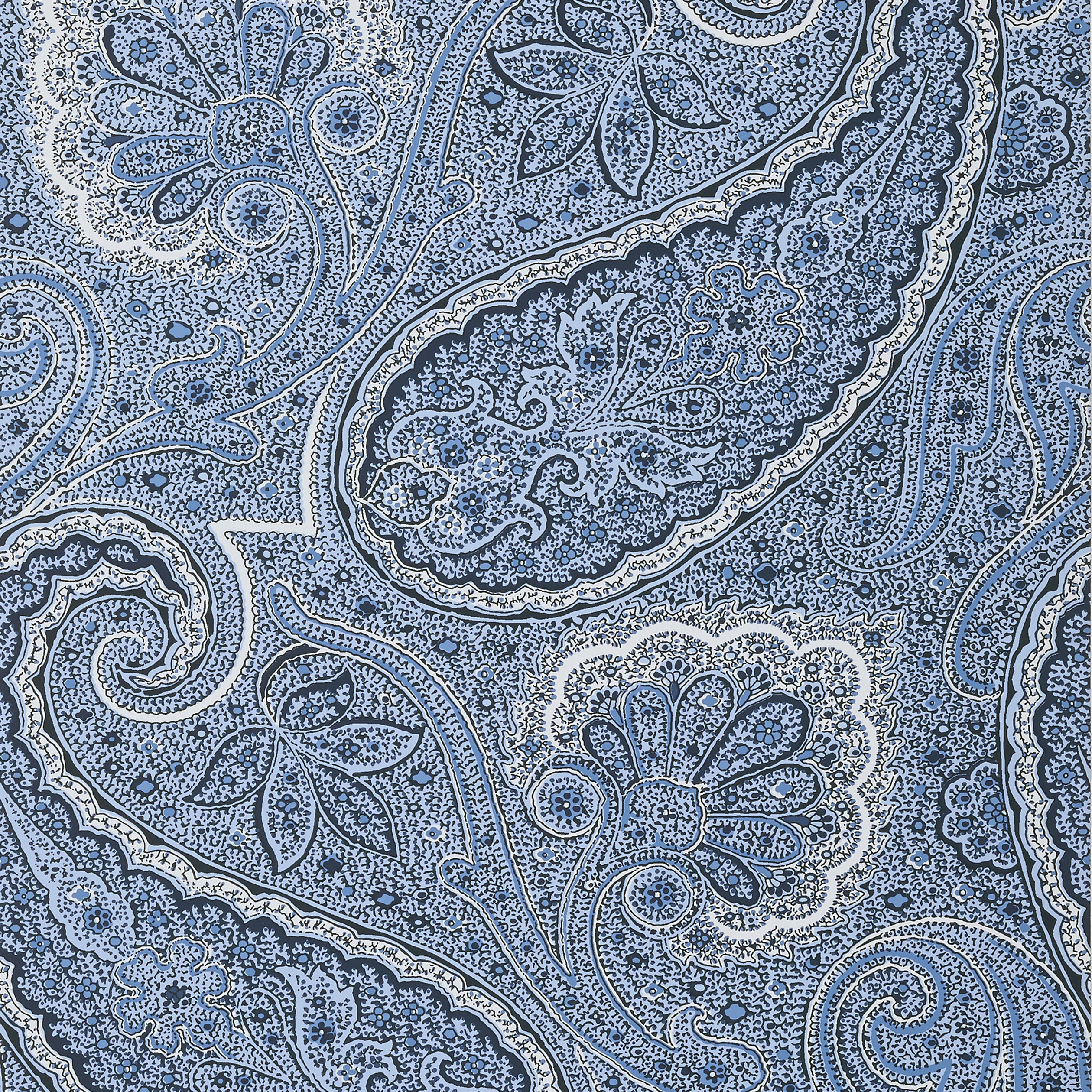 Thibaut Sherrill Paisley Behang T85079 - Blue and White