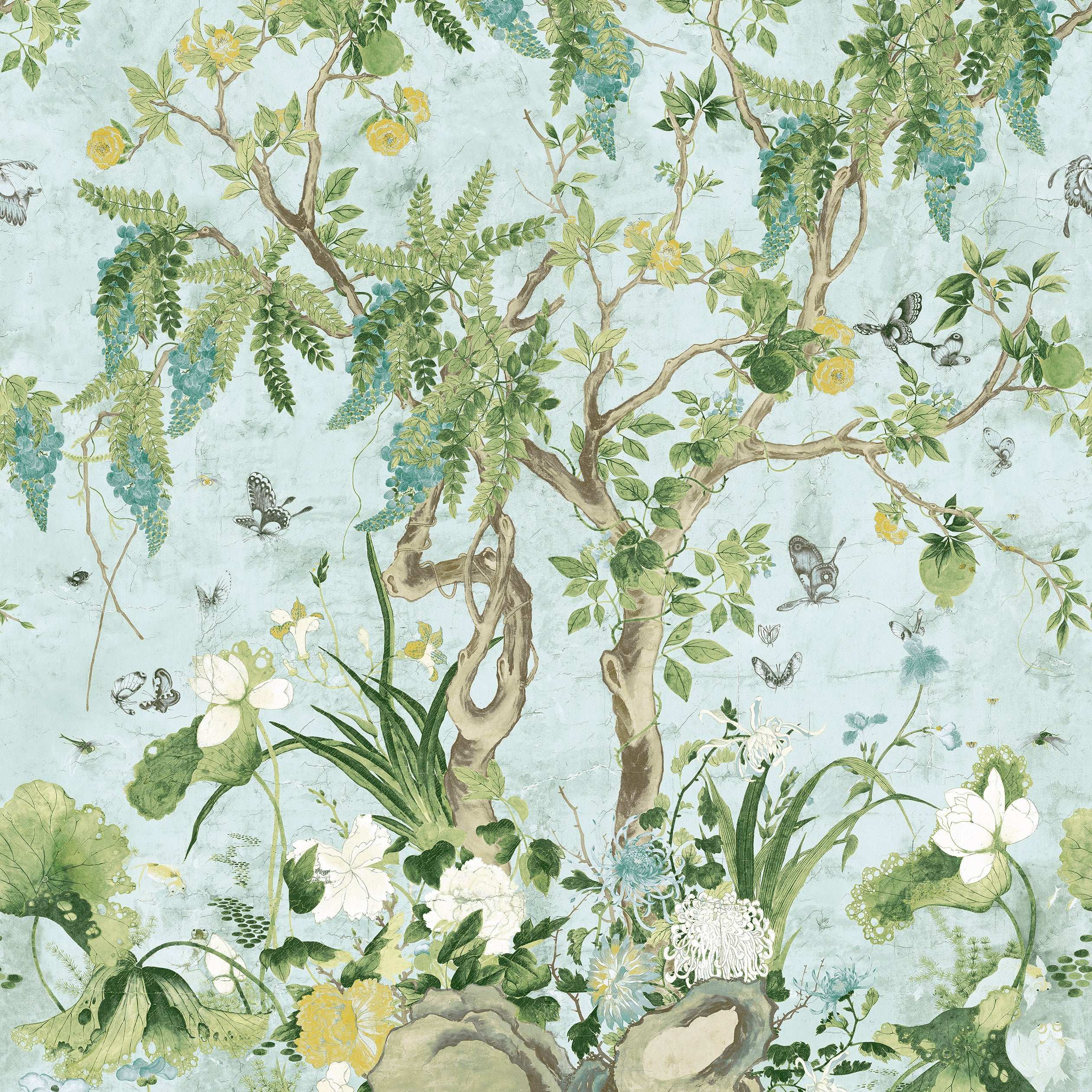 Thibaut Wild Wisteria Mural Behang TM42054 - Spa Blue