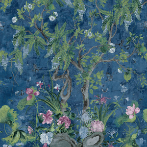 Thibaut Wild Wisteria Mural Behang TM42055 - Navy