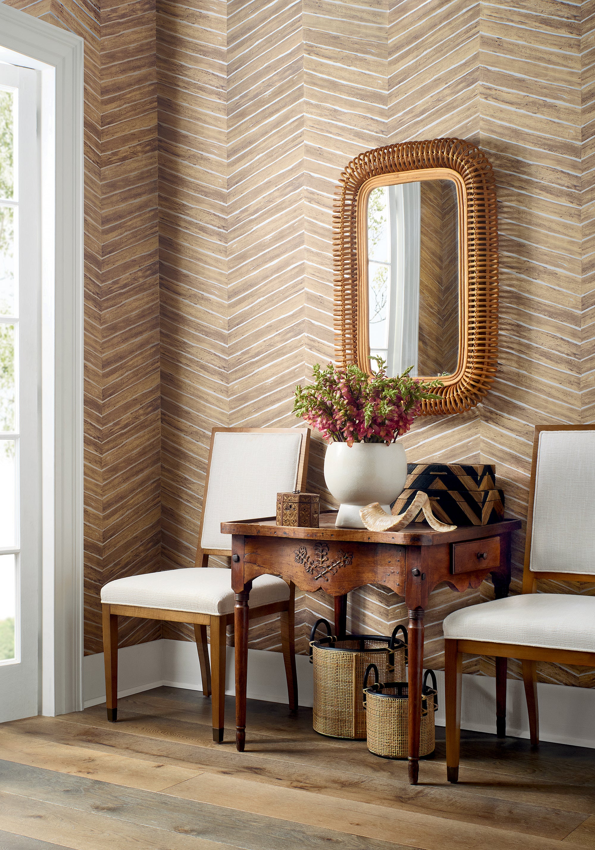 Thibaut Texture Resource 8 Wood Herringbone Behang T14573 - sfeerbeeld