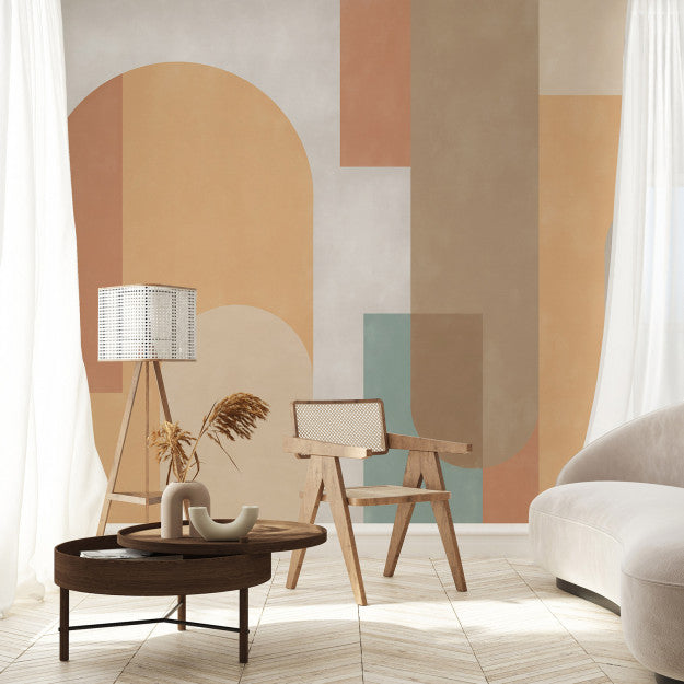 Les Dominotiers Arches Sand Yellow & Multicoloured Behang DOM 702