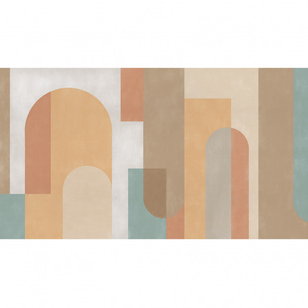 Les Dominotiers Arches Sand Yellow & Multicoloured Behang DOM 702