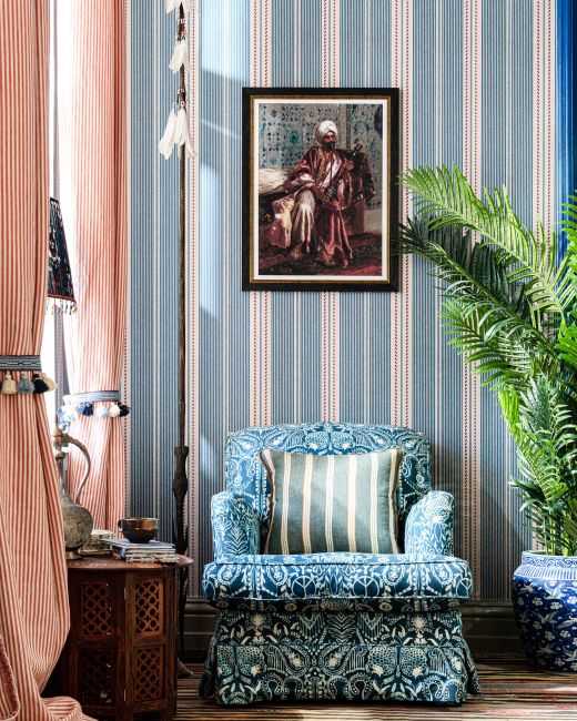 Mind The Gap Berber Stripes Blue Behang