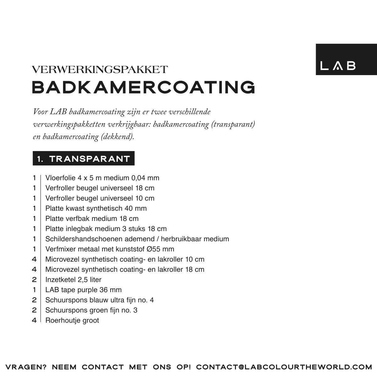 badkamercoating verwerkingspakket - LAB COLOUR THE WORLD