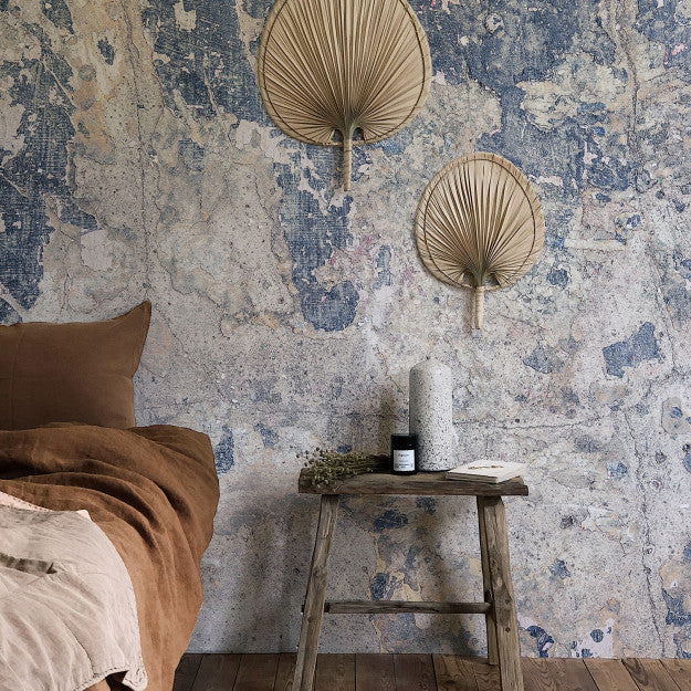 Les Dominotiers Blue Patina Bleu Behang DOM 416
