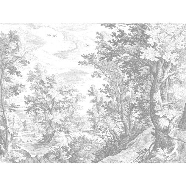 Les Dominotiers Brushwood, Grey Behang DOM 304-1