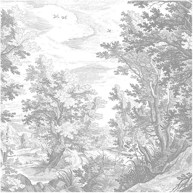 Les Dominotiers Brushwood, Grey Behang DOM 304-1