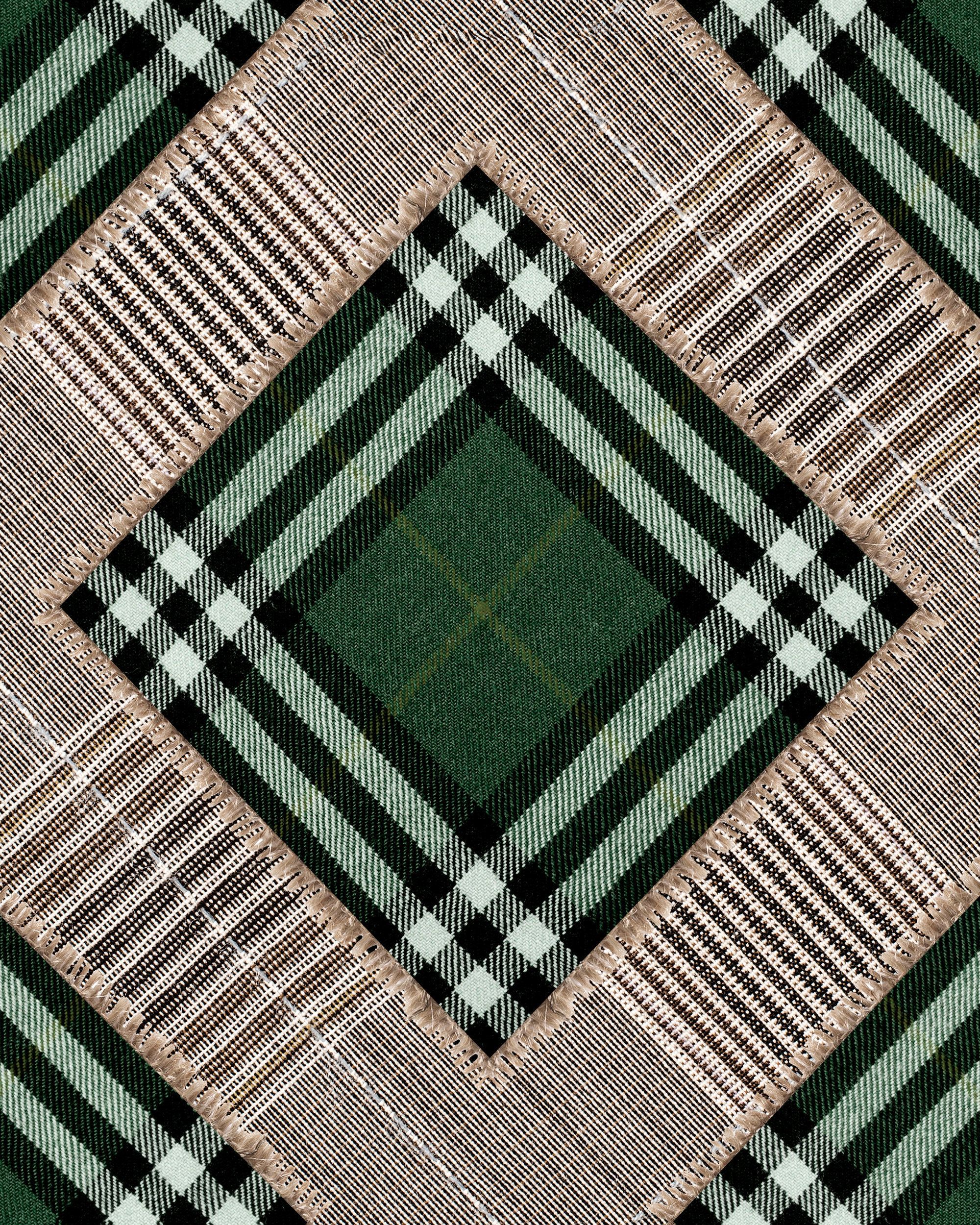 Mind The Gap Checkered Patchwork British Green Behang