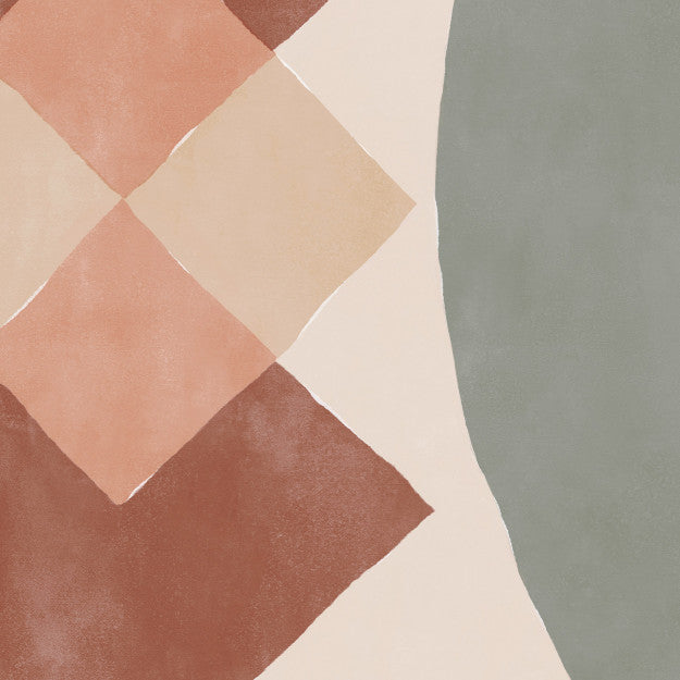 Les Dominotiers Checkmate Beige / Green / Terracota / Pink Behang DOM 701