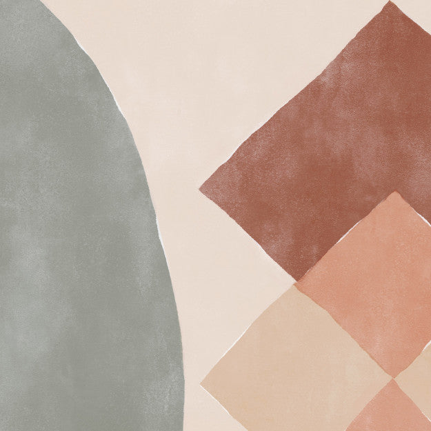 Les Dominotiers Checkmate Beige / Green / Terracota / Pink Behang DOM 701
