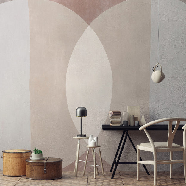 Les Dominotiers Circles Beige / Grey / Terracota Behang DOM 700