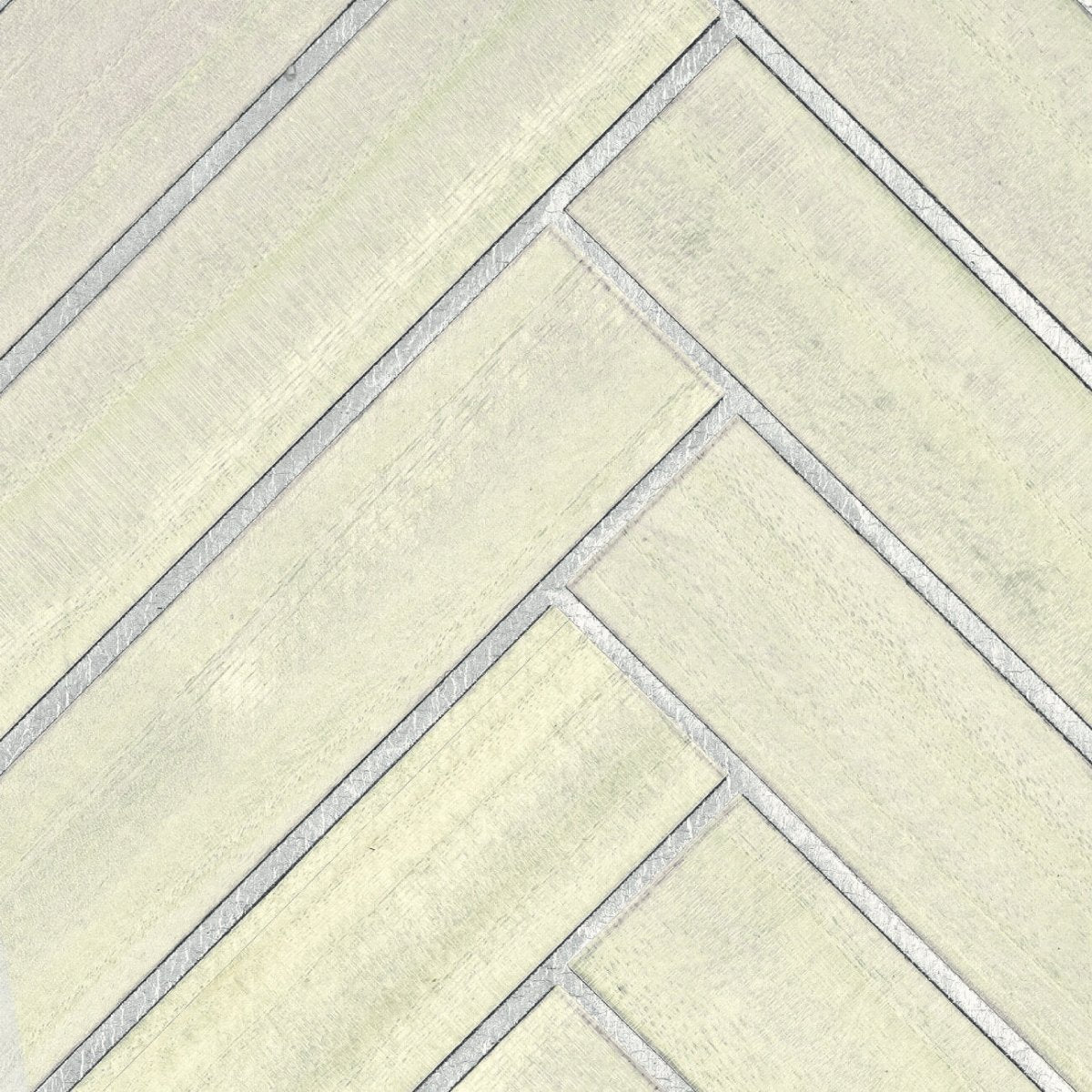 CMO Paris Bois Chevron Behang WBO 02 01 - Blanc Argent - LAB COLOUR THE WORLD