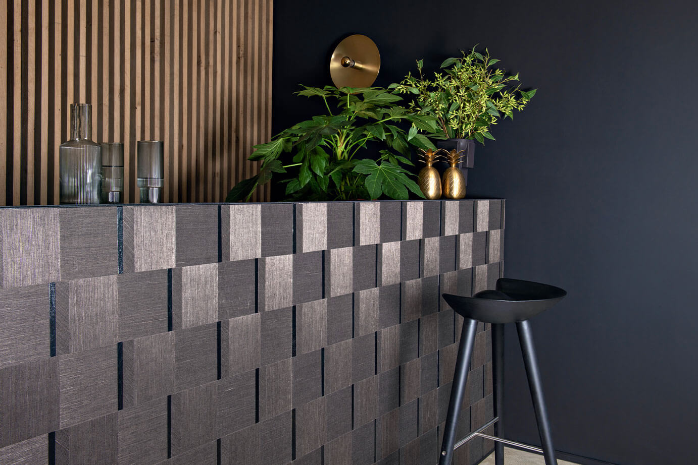 CMO Paris Sisal Carré Behang WSI 03 - Noir