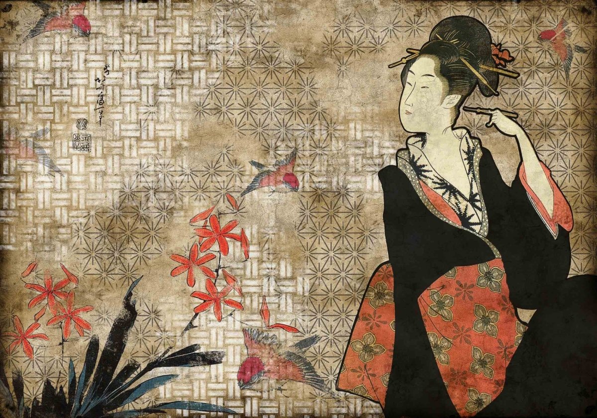 Coordonné 40th Anniversary Geisha Graffiti Hikari behang 8000036 - LAB COLOUR THE WORLD