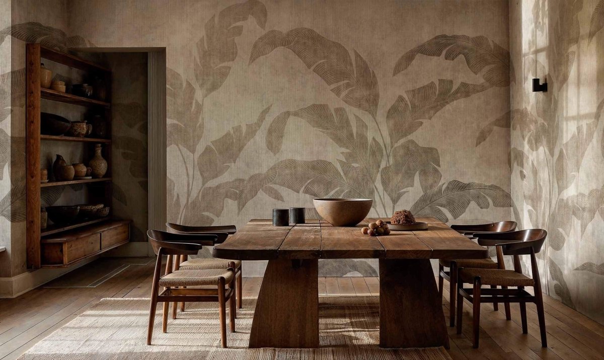 Coordonné Berber Leaves Shadow Stone behang B00467 - LAB COLOUR THE WORLD