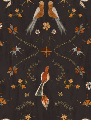 Coordonné Central Saint Martins – Rest Time Metaphoric birds Black behang A00928 - LAB COLOUR THE WORLD