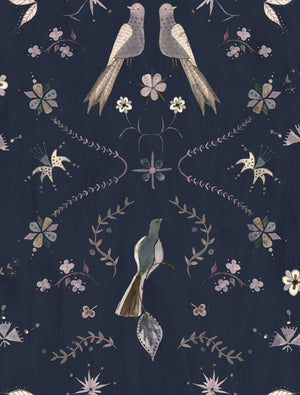 Coordonné Central Saint Martins – Rest Time Metaphoric birds Blue behang A00929 - LAB COLOUR THE WORLD