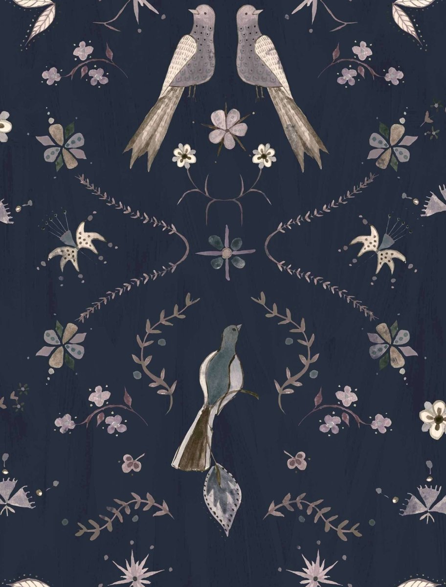 Coordonné Central Saint Martins – Rest Time Metaphoric birds Blue behang A00929 - LAB COLOUR THE WORLD