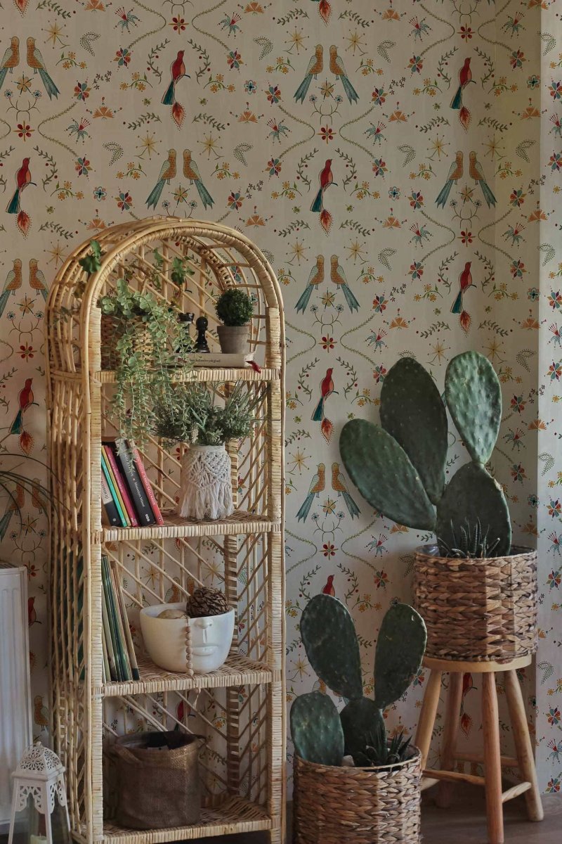 Coordonné Central Saint Martins – Rest Time Metaphoric birds Fawn behang A00927 - LAB COLOUR THE WORLD