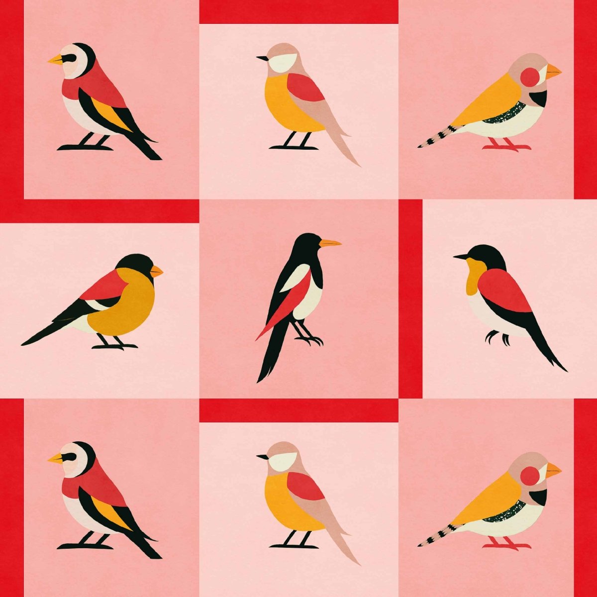 Coordonné Coco Dávez Colortherapills Like a Bird behang C00138 - LAB COLOUR THE WORLD