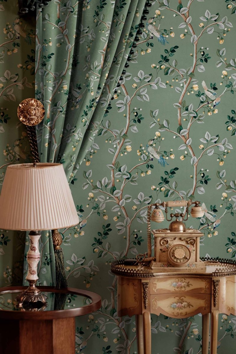 Coordonné Forbidden City Birds Prosperity Jade behang B00118 - LAB COLOUR THE WORLD