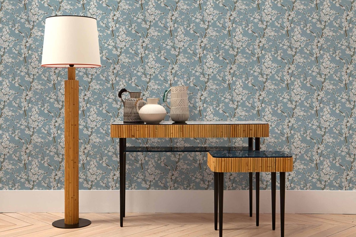 Coordonné Forbidden City Cherry Blossom Turquoise behang B00129 - LAB COLOUR THE WORLD