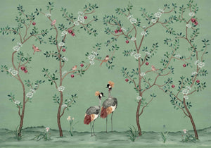 Coordonné Forbidden City Crowned Crane Turquoise behang B00161 - LAB COLOUR THE WORLD