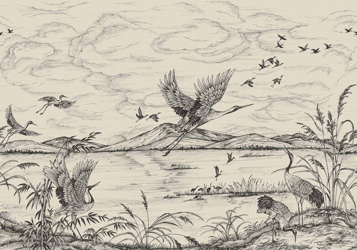Coordonné Forbidden City Heron's Poetry Nacre behang B00156 - LAB COLOUR THE WORLD