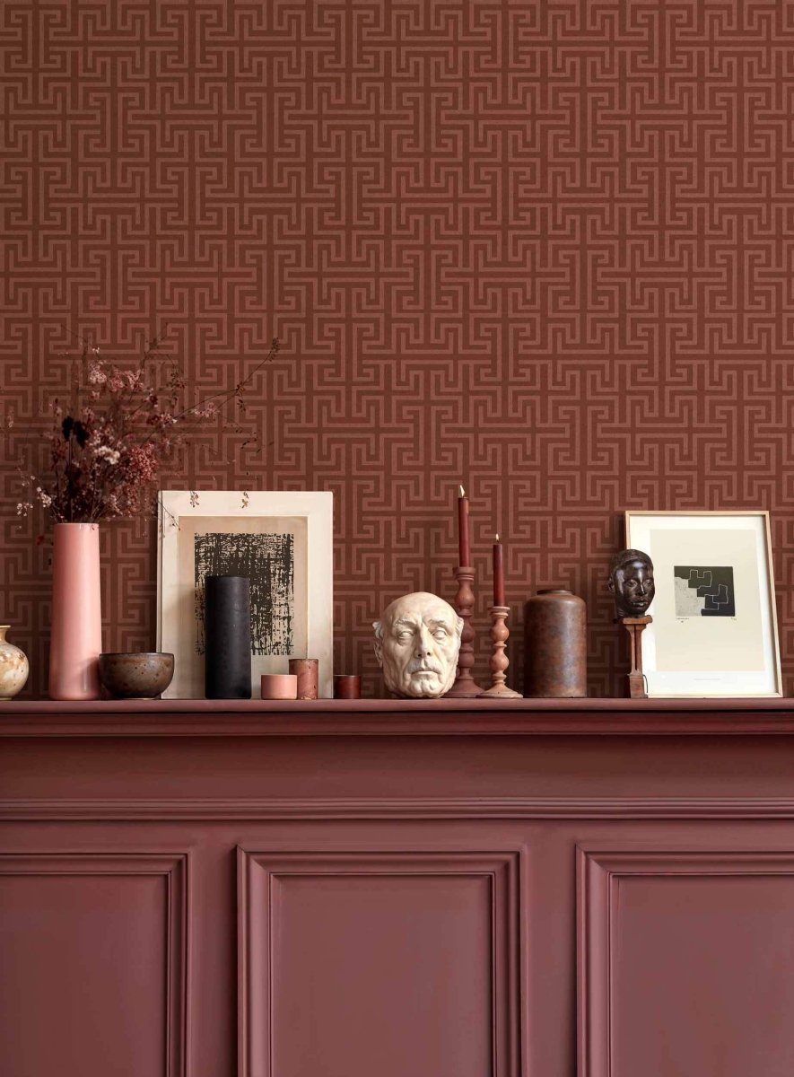 Coordonné Lattice Maze Redwood behang B00548 - LAB COLOUR THE WORLD