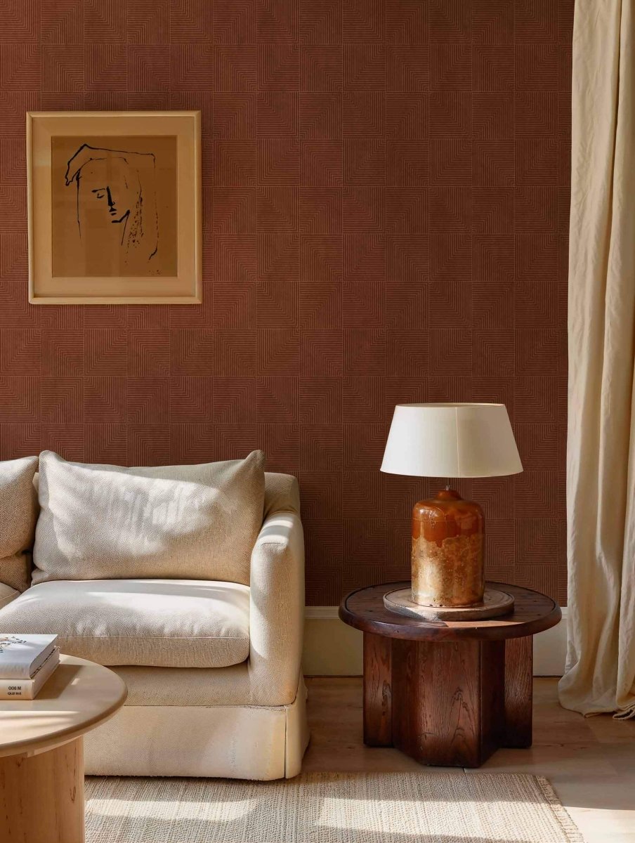 Coordonné Lattice Tetragonal Clay behang B00514 - LAB COLOUR THE WORLD